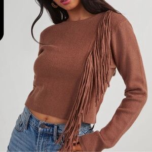 Le Lis Chocolate Knit Cropped Sweater